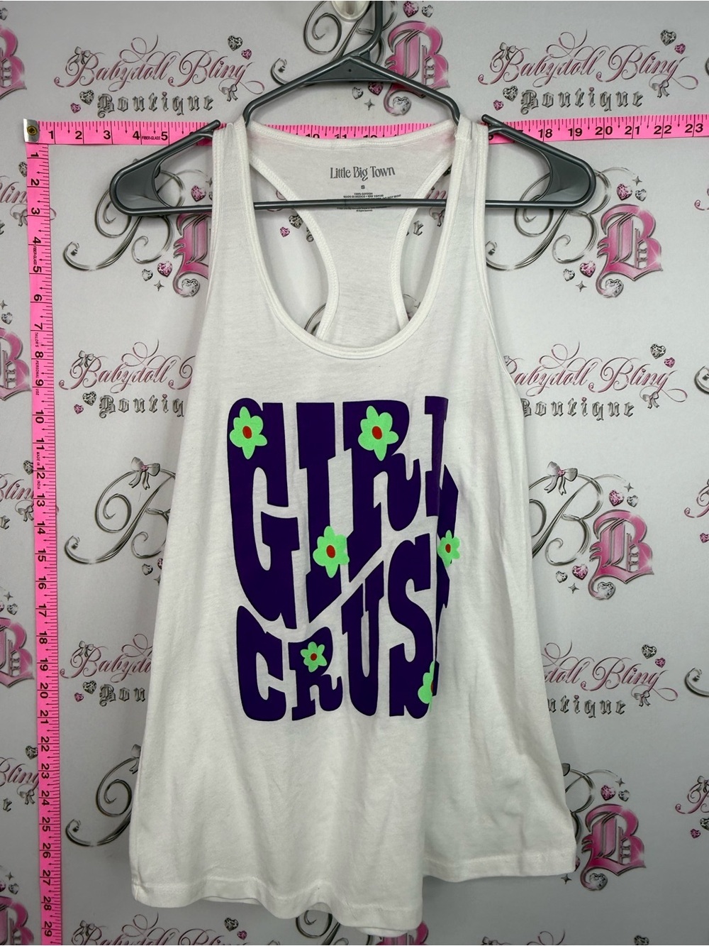 LITTLE BIG TOWN country White Racerback Tank with Purple "Girl Crush" Graphic